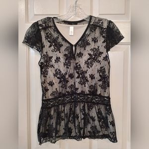 Merona Black Lace Blouse